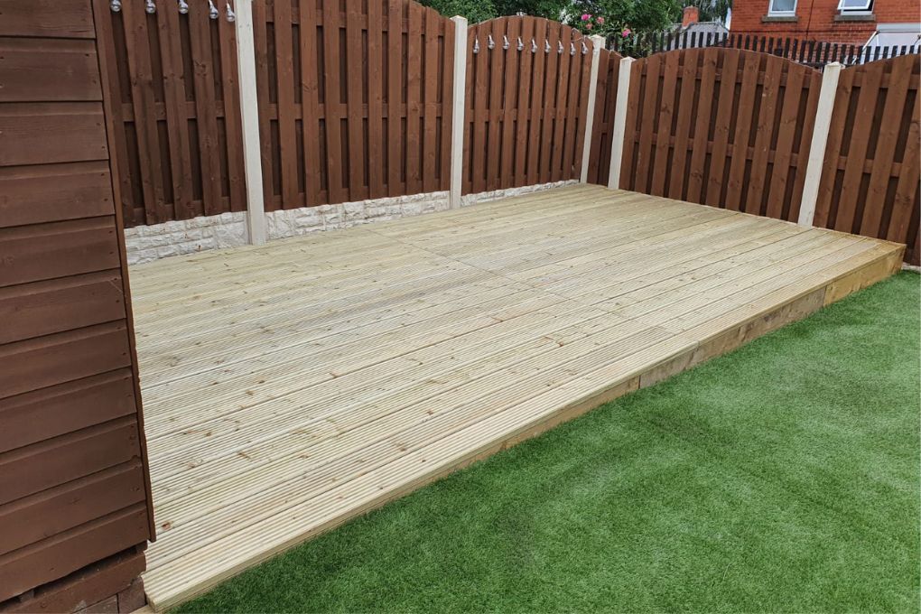 Decking boards fitted