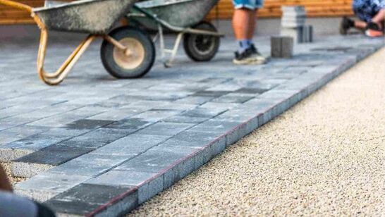 Nottingham Fencing grey block paving area as part of landscaping services