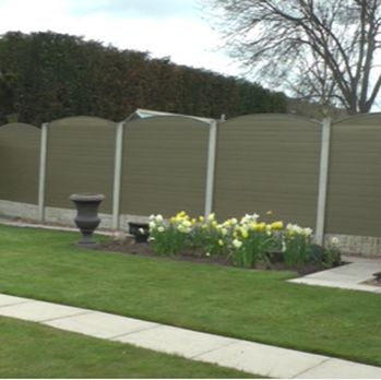 Nottingham Fencing natural composite Eco Fencing panels with arched top