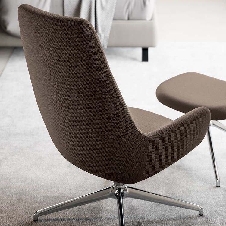 City Lounge soft chair, rear view in brown, great for a relaxing office space or waiting area. Office furniture Scotland provider.