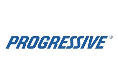The Progressive Insurance logo, featuring the company name in blue, italicized, sans-serif font on a white background.