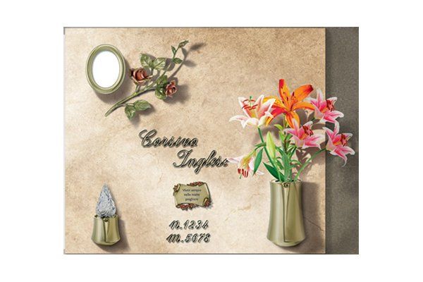 arte cimiteriale lapide con lucina