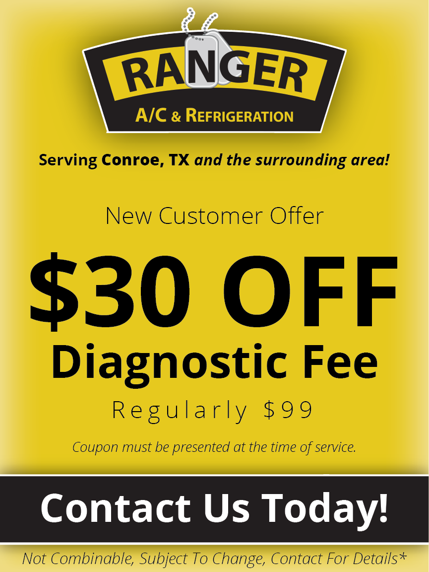 Ranger AC & Refrigeration $30 Off Diagnostic Fee Promotion. Contact Us Today Banner.