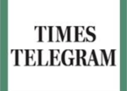 A times telegram logo with a green border