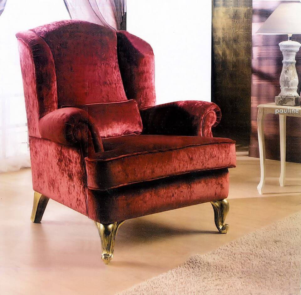 poltrona in tessuto scamosciato