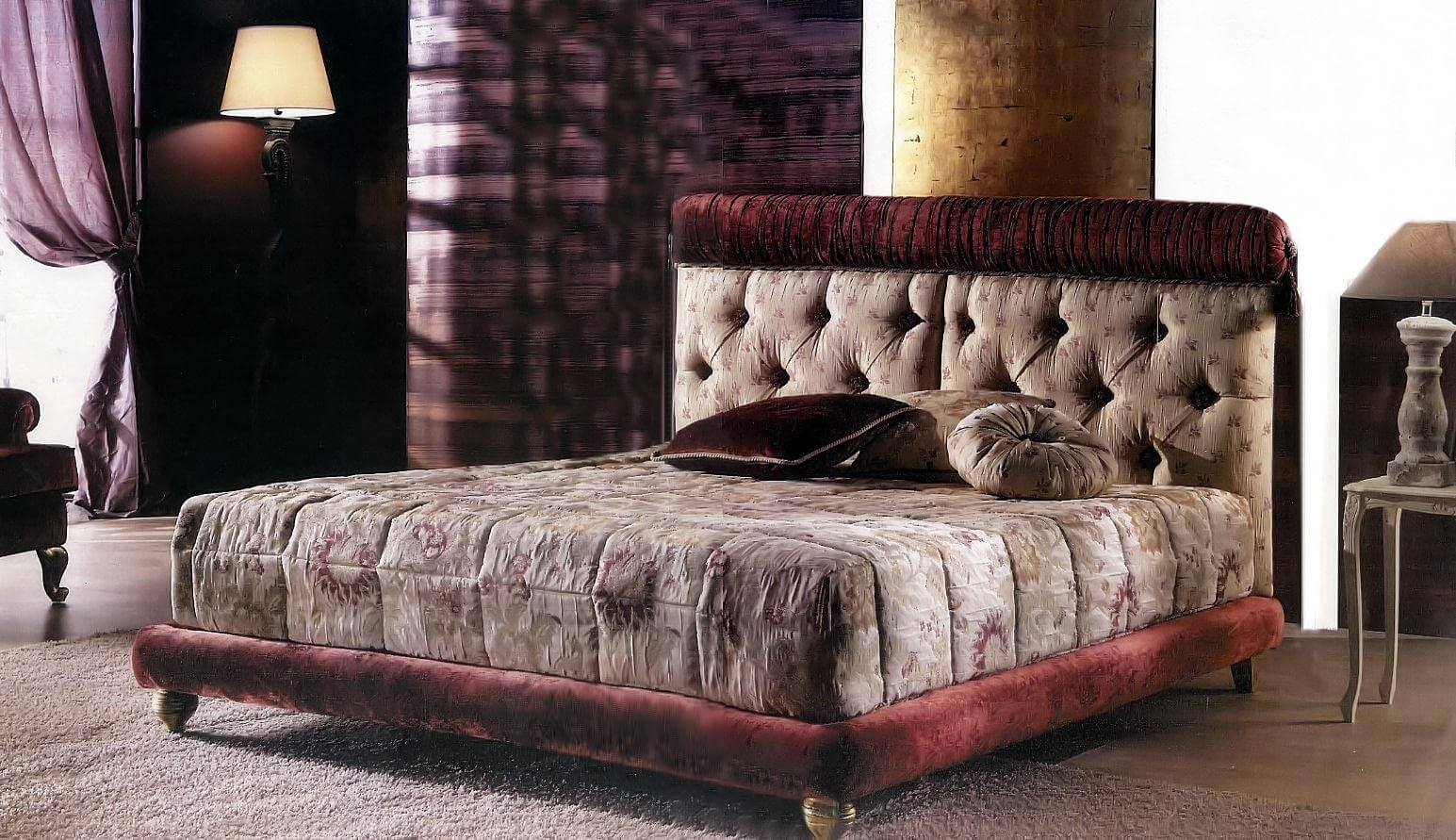 letto alcantara vinaccia e grigio