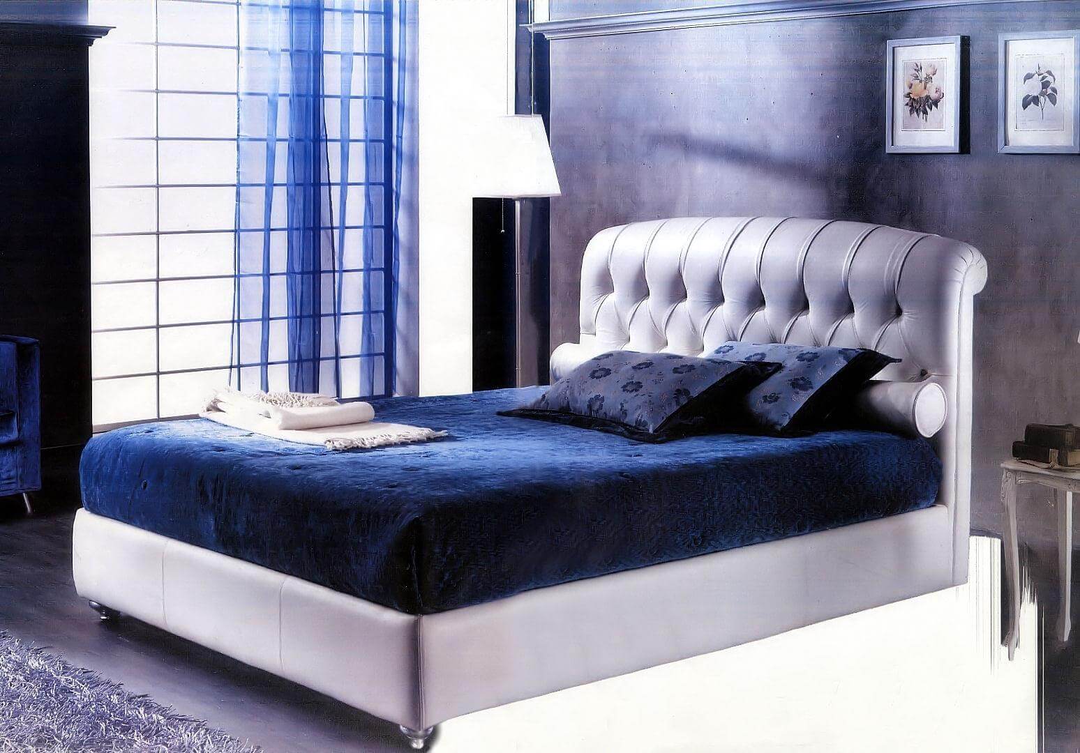 struttura letto rivestita in tessuto