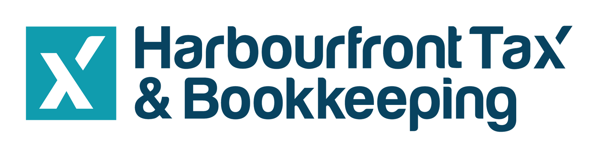A logo for harbourfront tax and bookkeeping with a check mark
