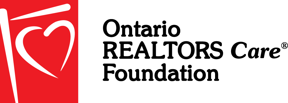 The ontario realtors care foundation logo is red and white with a heart in the middle.