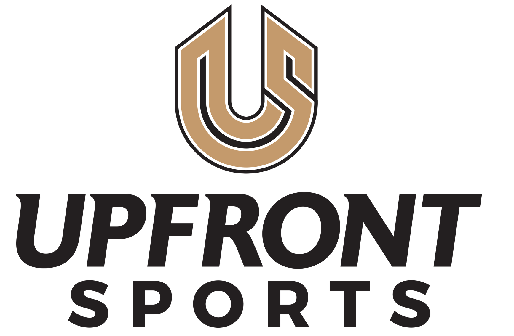 A logo for upfront sports with a u on it