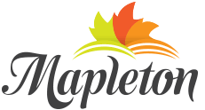 The mapleton logo has a maple leaf on it.