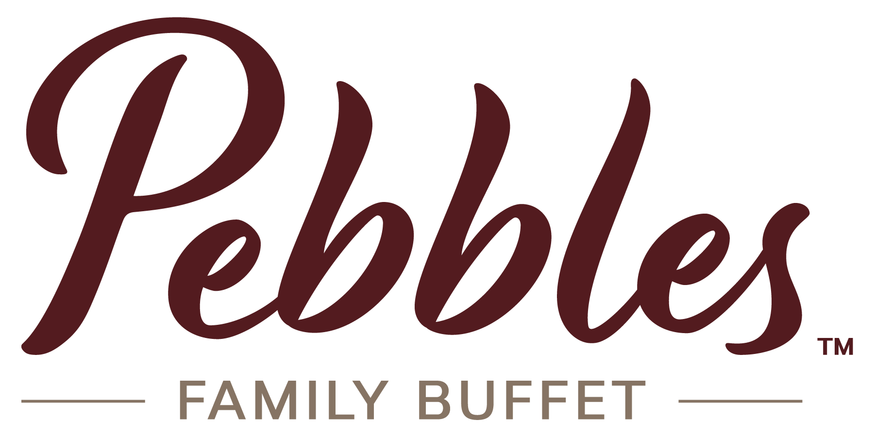A logo for Pebbles Family Buffet