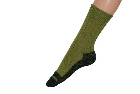 Wollen wandelsokken pluchezool, groen