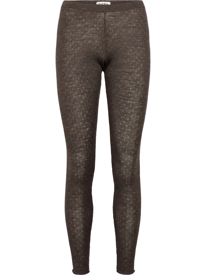 Legging merino eyelet mokka melange