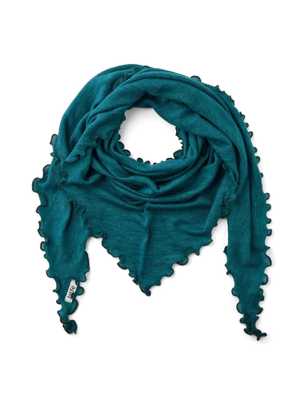 Driehoek sjaal merinowol turquoise melange Jalfe