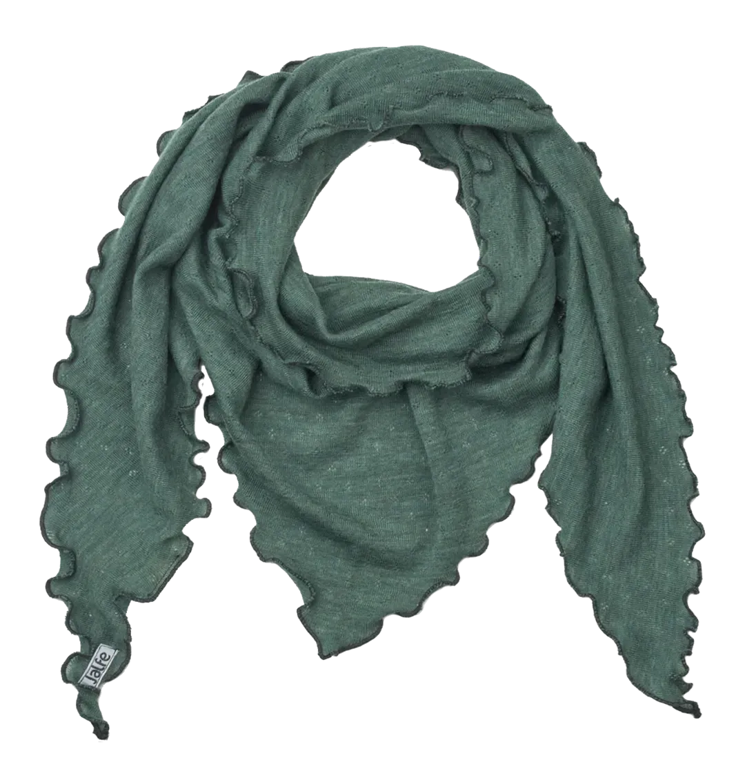 Driehoek sjaal merinowol dusty green melange Jalfe