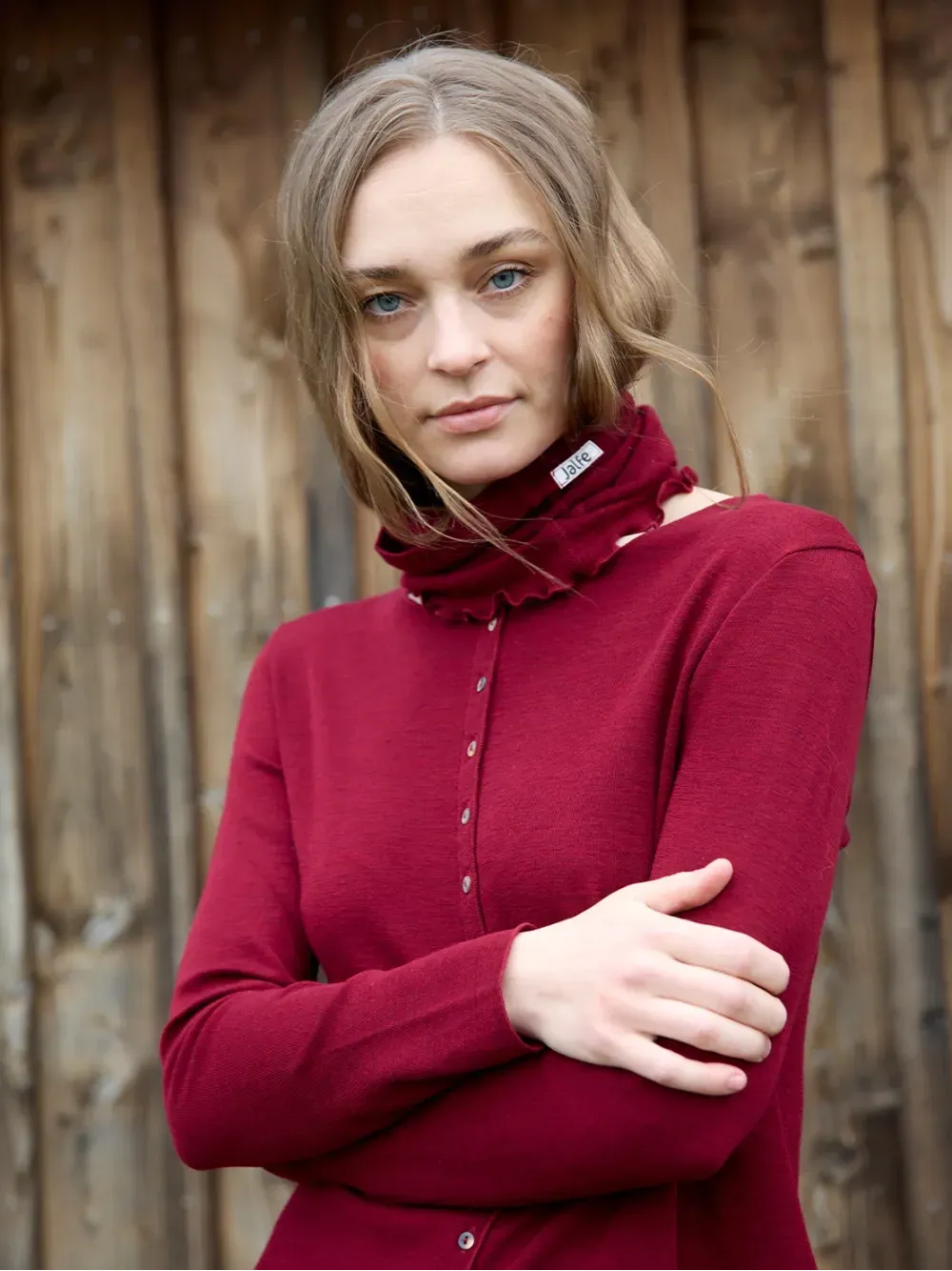 Vest merino plain dark red melange