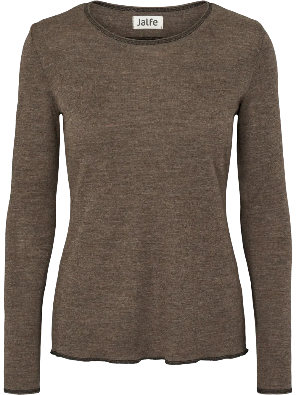 Shirt merino longsleeve plain wood melange