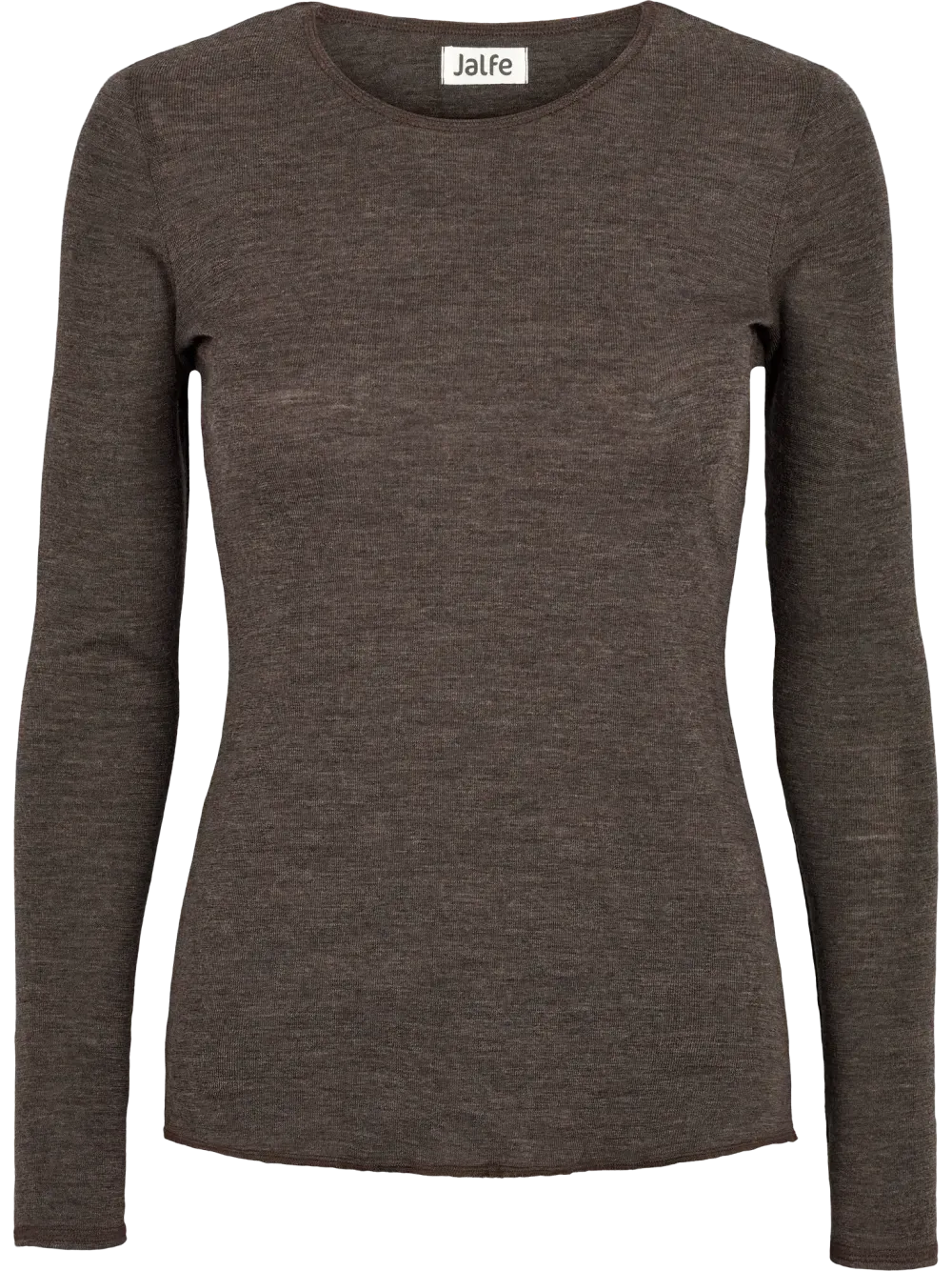 Shirt merino longsleeve plain mokka melange