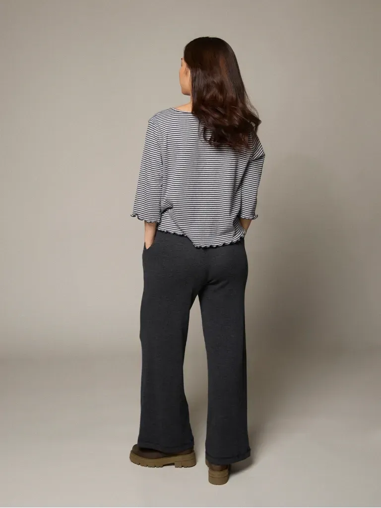 Broek merino rib  anthracite melange