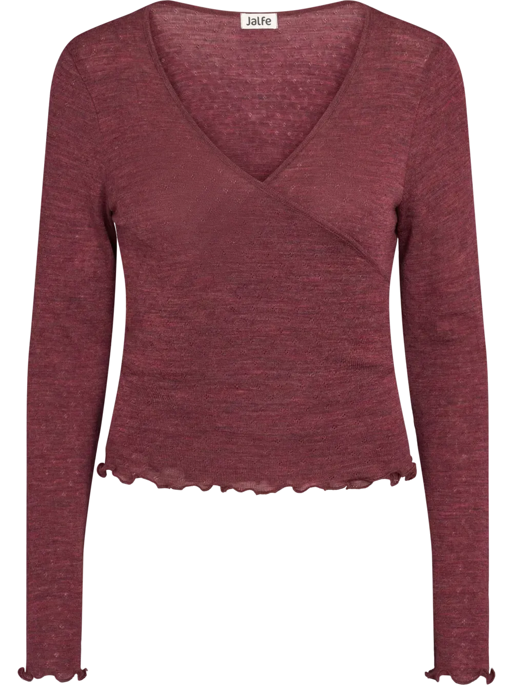 Wikkelvestje merino eyelet plum melange