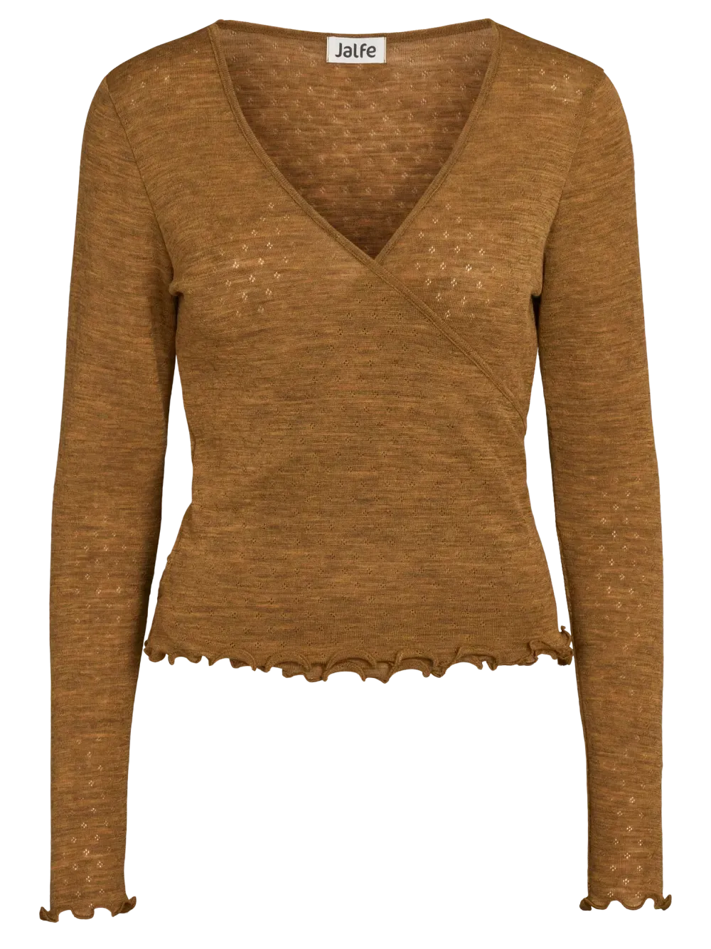 Wikkelvestje merino eyelet mustard melange