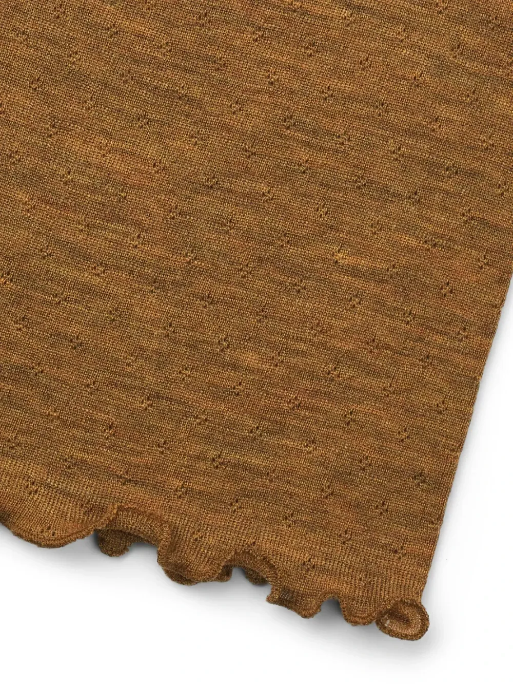 Wikkelvestje merino eyelet mustard melange