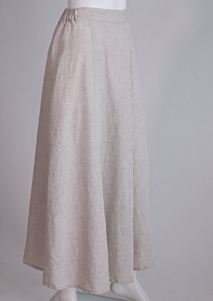 Lange linnen rok beige melange