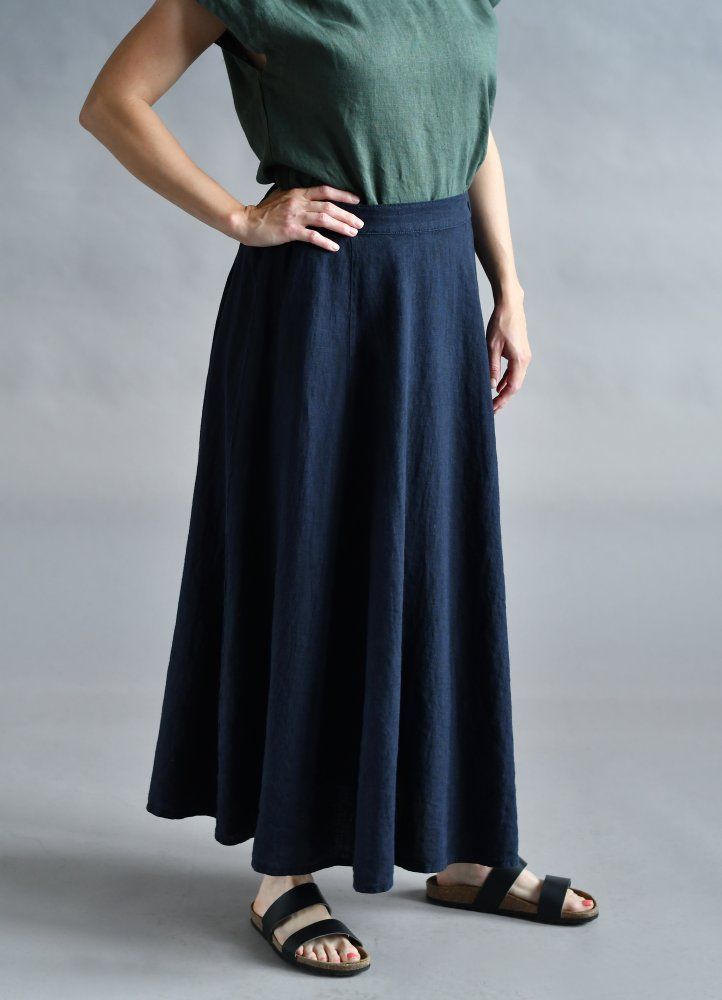 Lange linnen rok plum