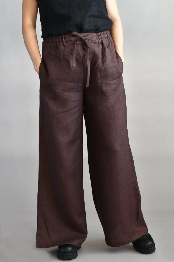 Linnen broek donkerbruin