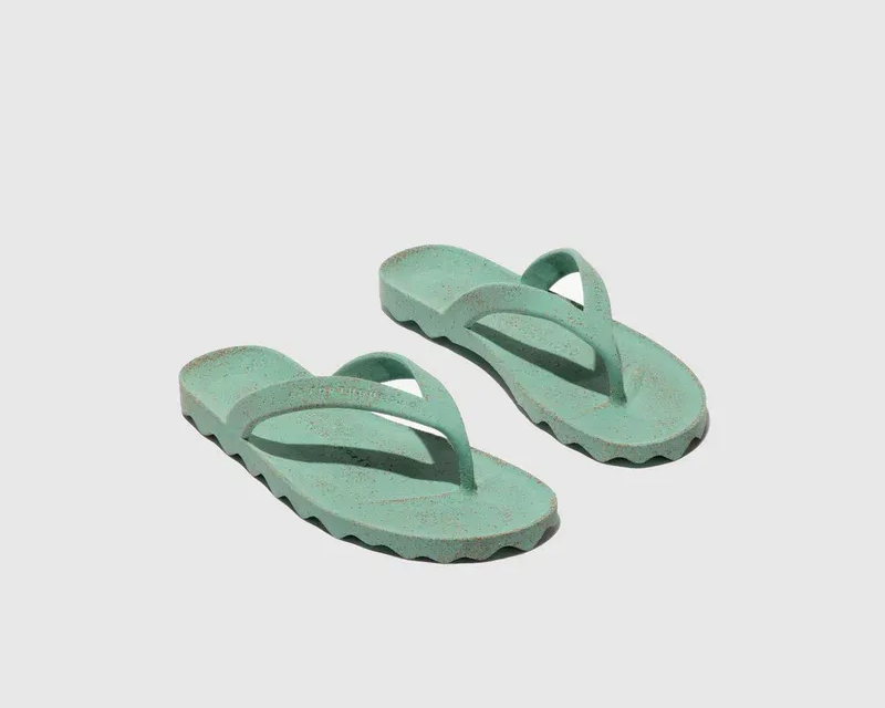 Duurzame slippers/flipflops van natuurrubber en kurk mint