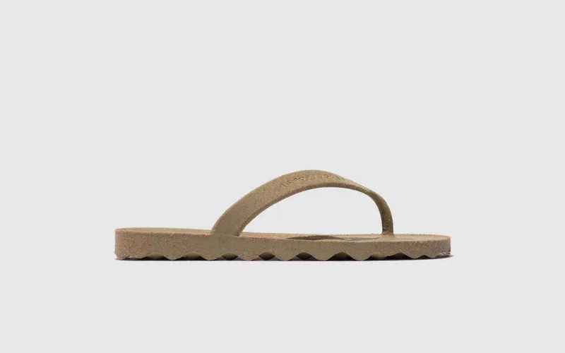 Duurzame slippers/flipflops van natuurrubber en kurk salie