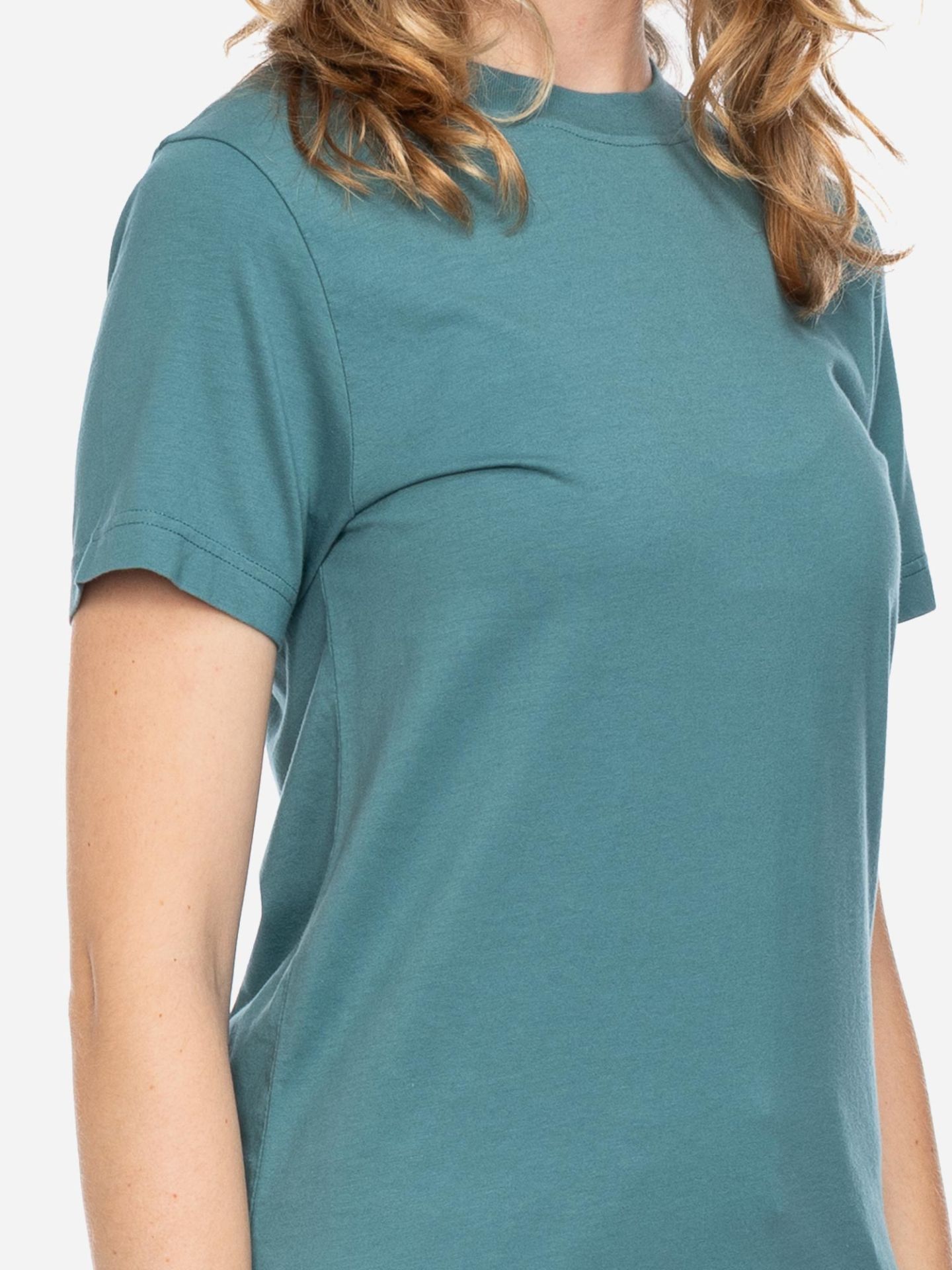 T-shirt unisex biologisch katoen gedekt turquoise
