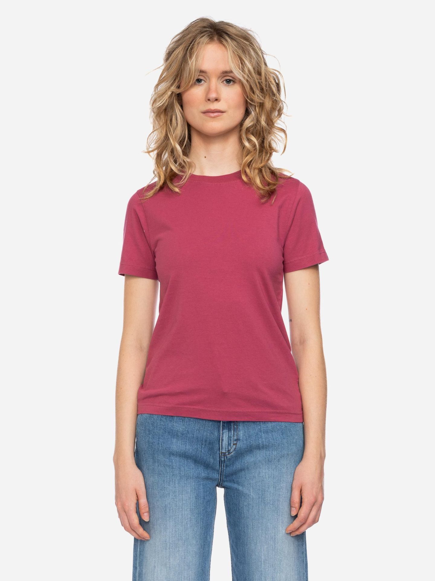 T-shirt unisex biologisch katoen framboos