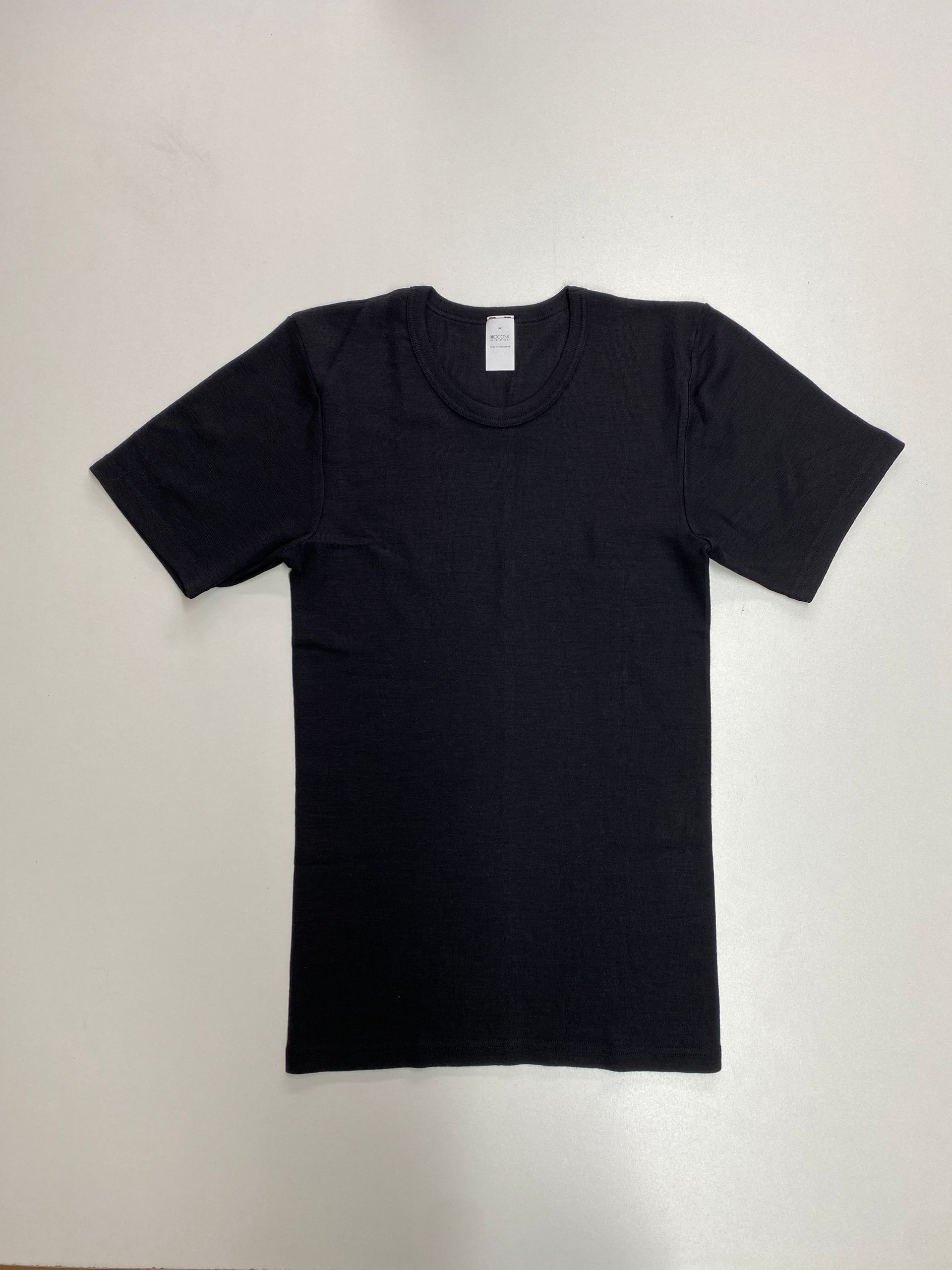 Shirt korte mouw wol zwart Hocosa - unisex