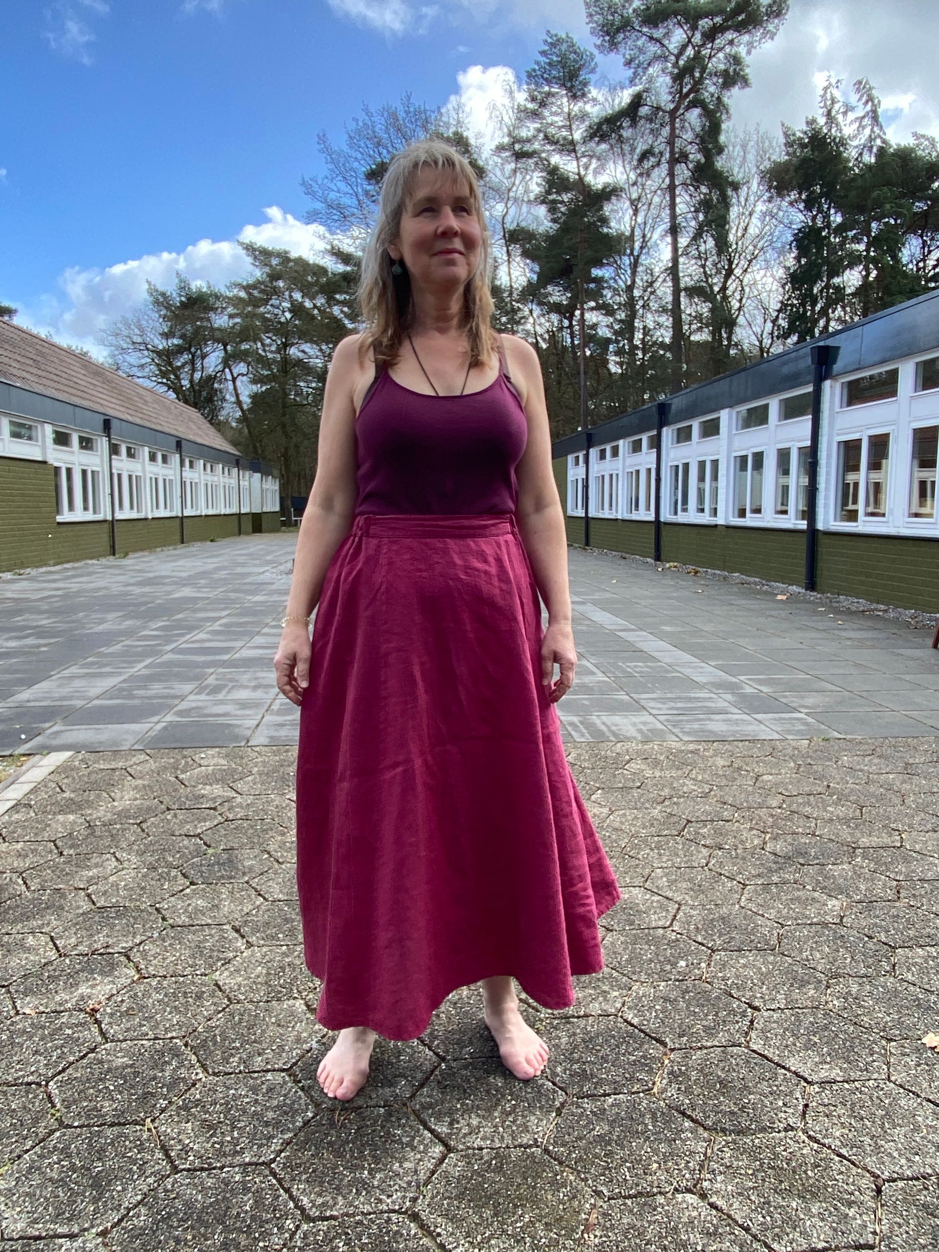 Lange linnen rok plum
