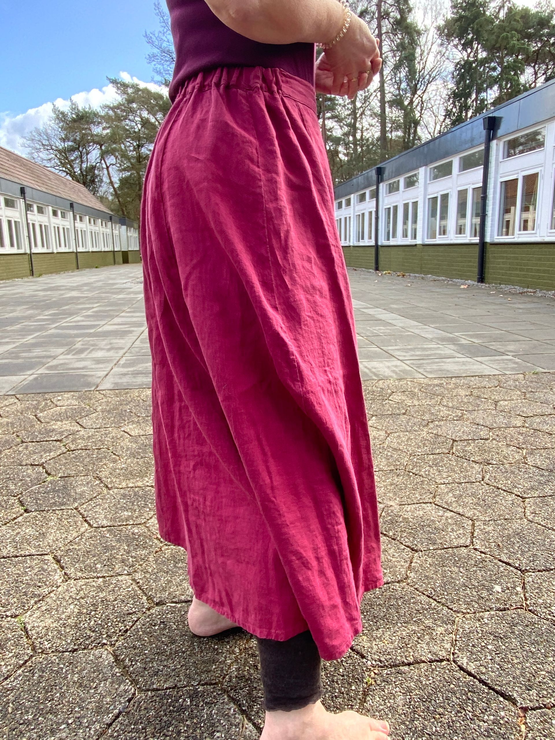 Lange linnen rok plum