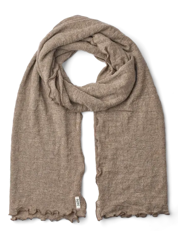 Jacquard sjaal merinowol (2 meter) light brown melange Jalfe