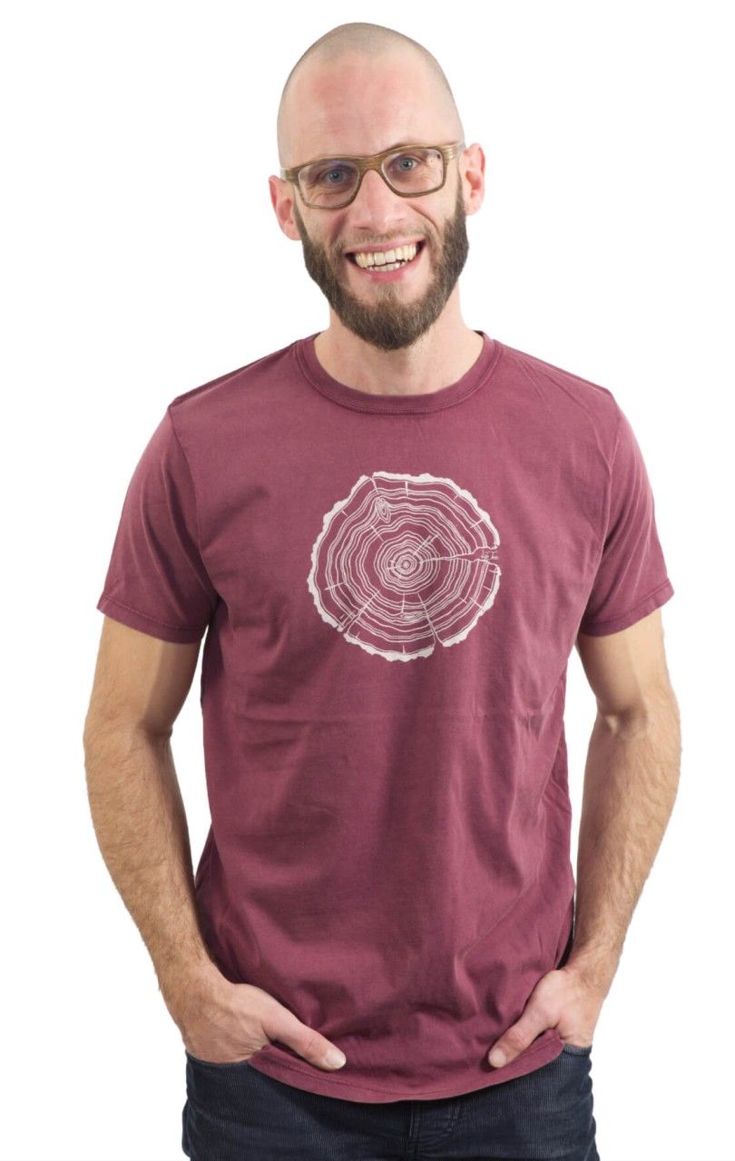 Art herenshirt 'Treeslice' rood stonewashed Life-Tree