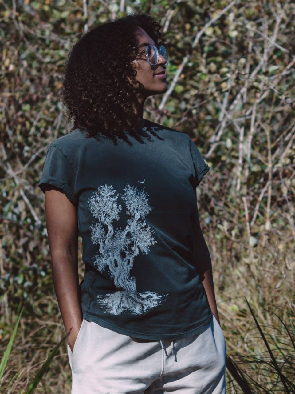 Art damesshirt 'Olijfboom' stonewashed groen Life-Tree