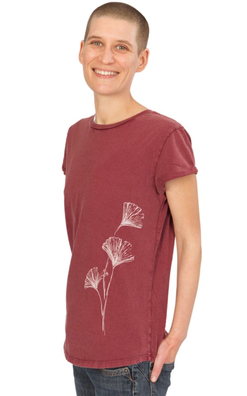 Art damesshirt 'Ginkgo' Bordeaux stonewashed