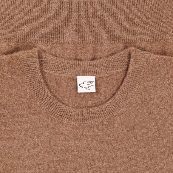 Herenpullover kameelwol slim-fit lichtbruin