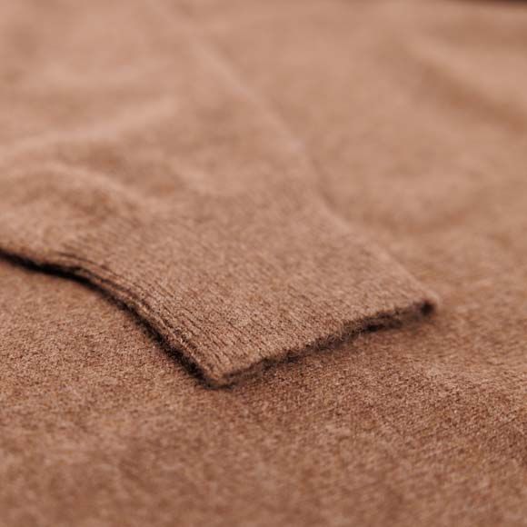 Herenpullover kameelwol slim-fit