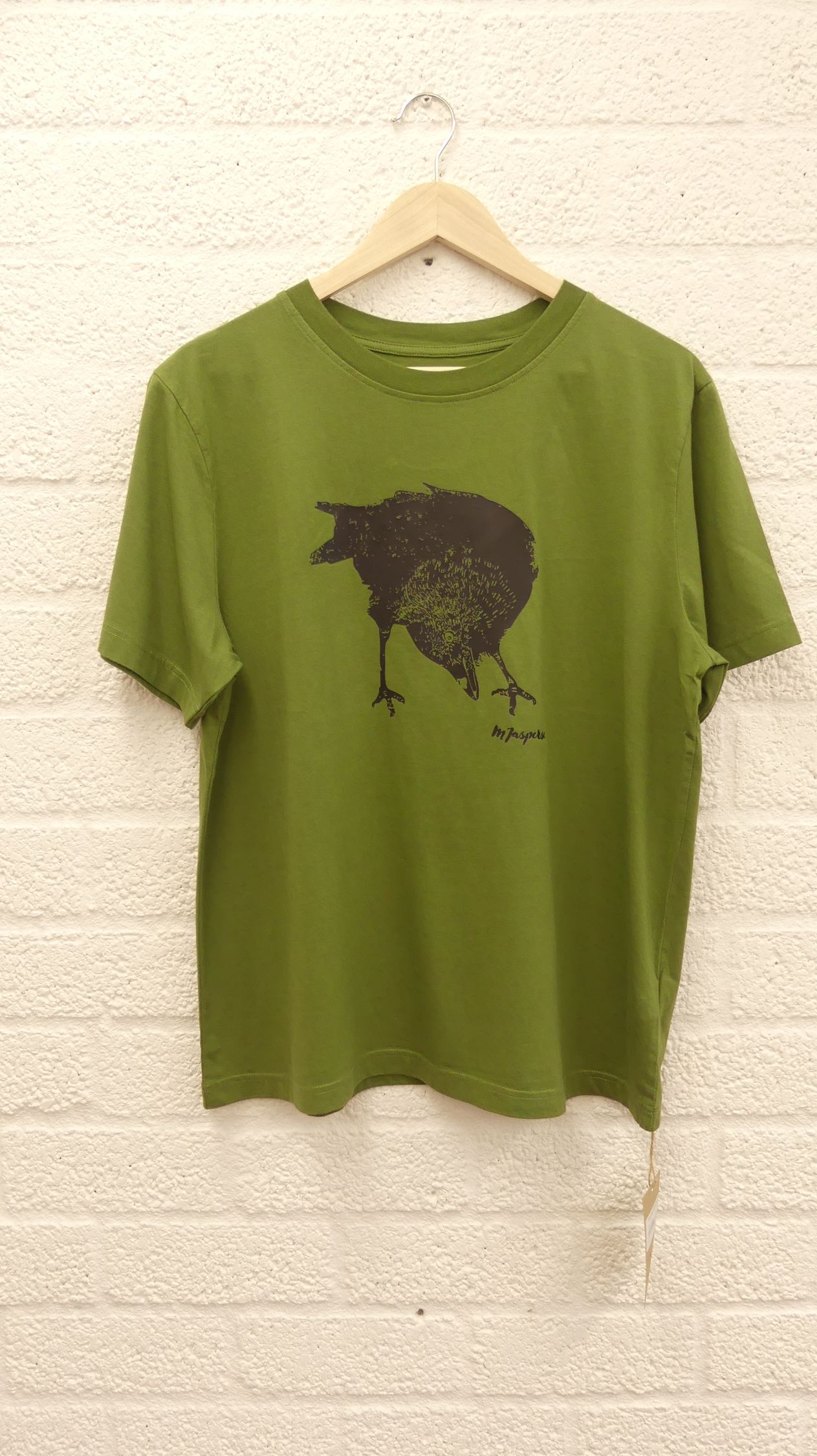 Art shirt 'kauwtje' L pistache unisex