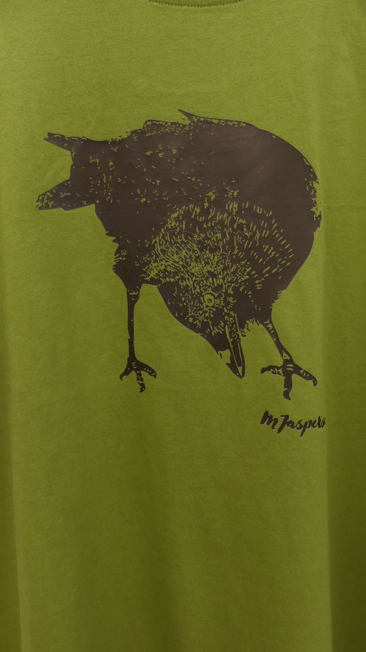 Art shirt 'kauwtje' L pistache unisex