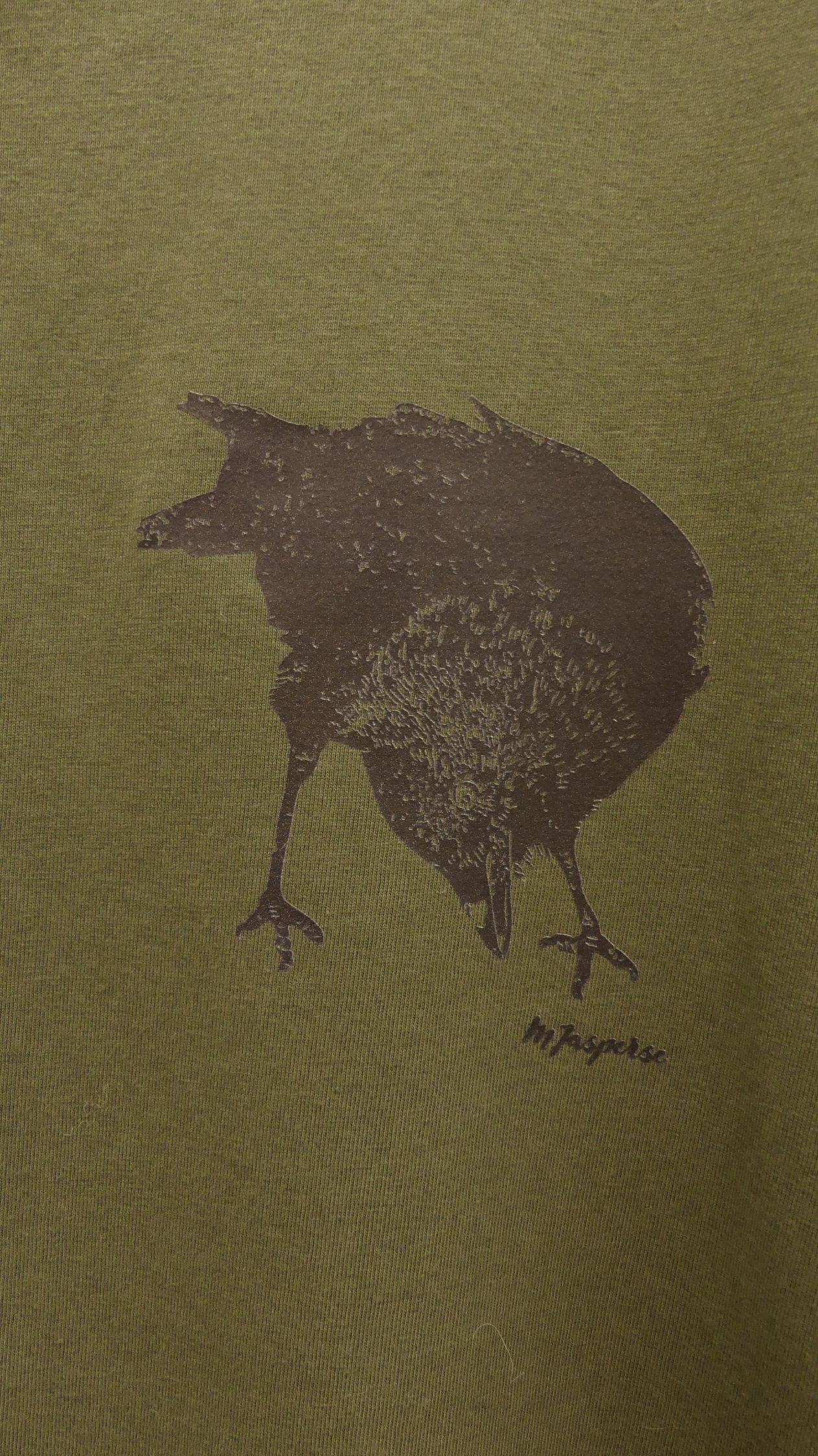 Art shirt 'kauwtje' L donker gedempt groen