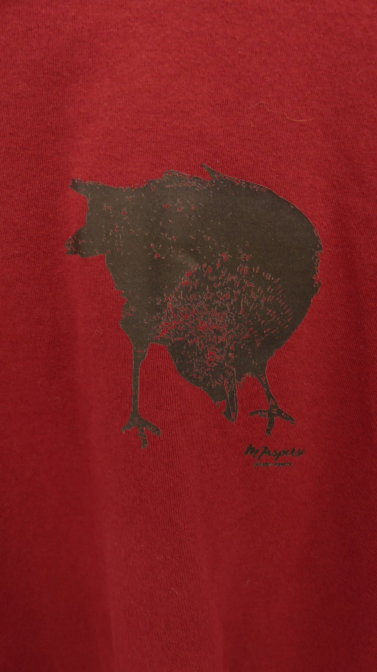Art-shirt 'kauwtje' mini L bordeauxrood lange mouw