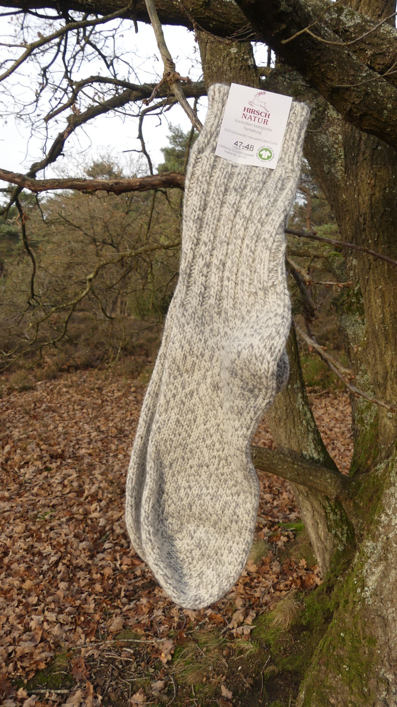 Wollen sokken grijs-wit dikke kwaliteit