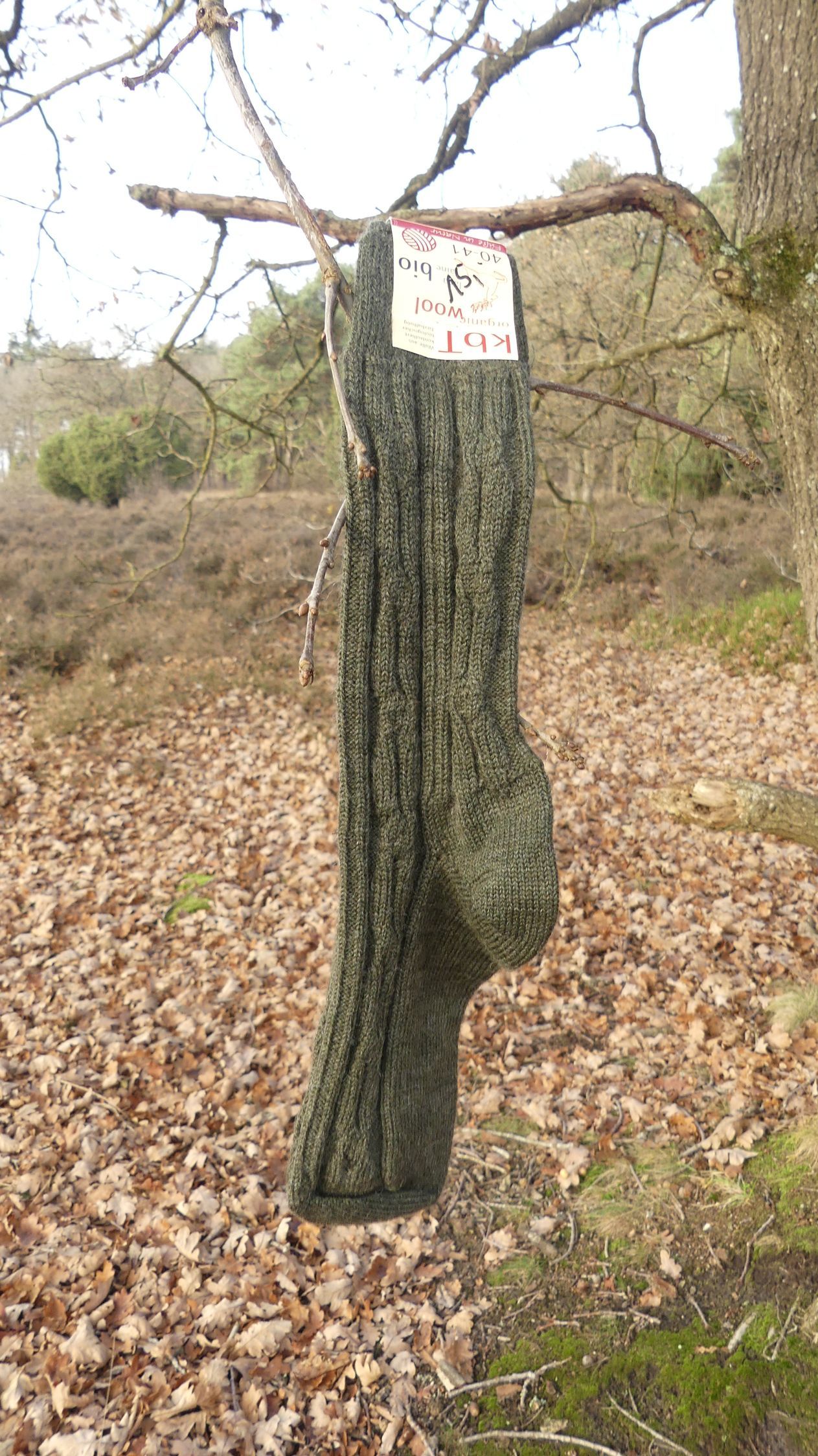 Wollen sokken gebreid in siermotief jagersgroen