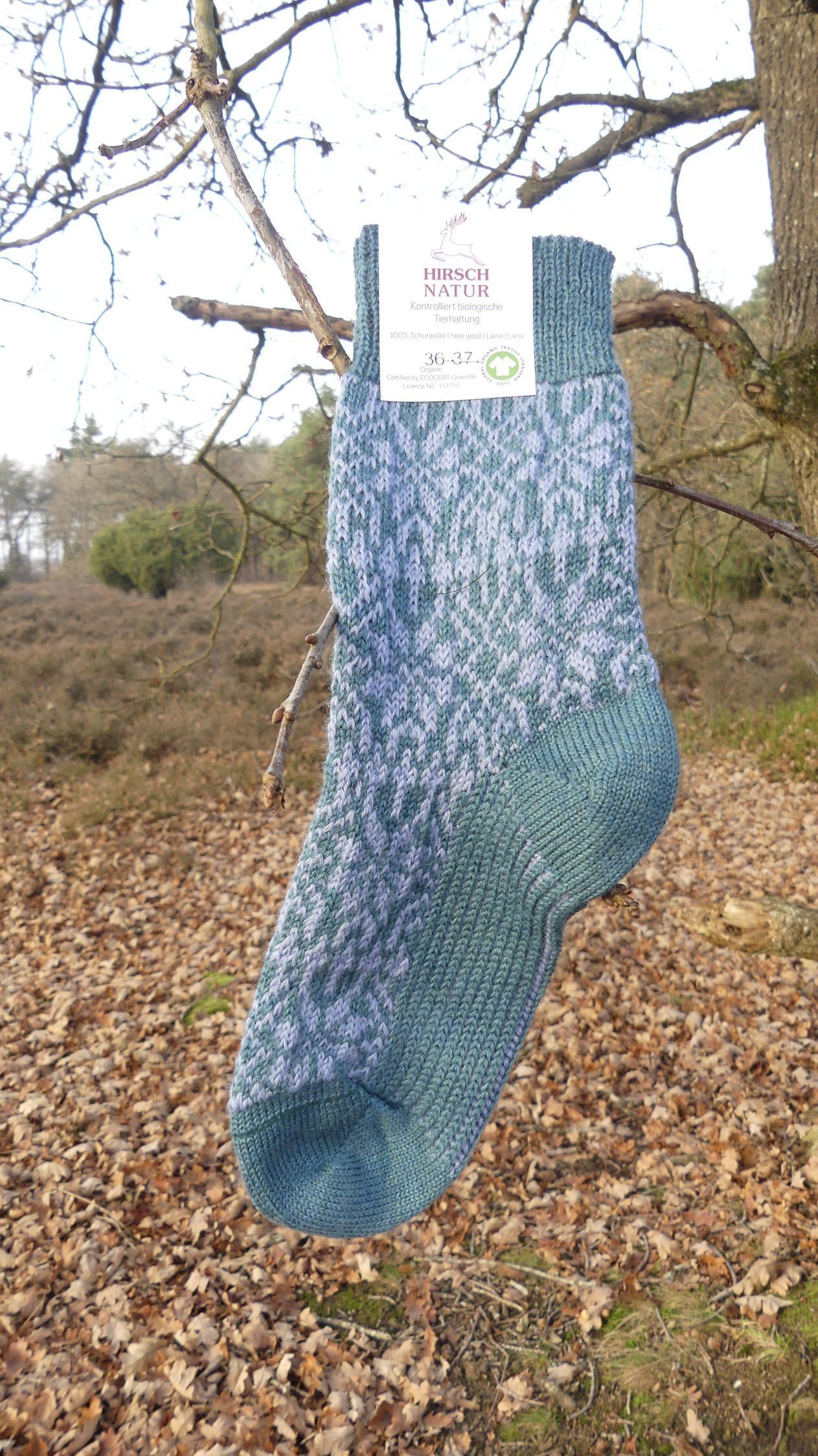 Wollen sokken met Noors motief